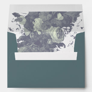 Vintage Elegant Rustic Teal Floral Bridal Shower Envelope