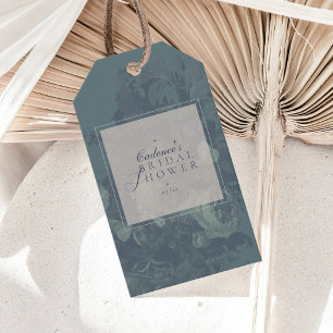 Vintage Elegant Rustic Teal Floral Bridal Shower Gift Tags