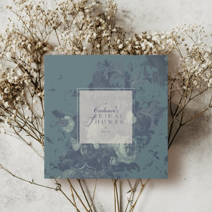 Vintage Elegant Rustic Teal Floral Bridal Shower Guest Book