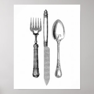 VIntage Elegant Silverware Poster