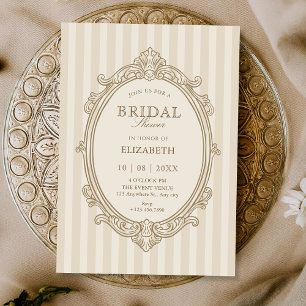 Vintage elegant soft beige bridal shower invitation