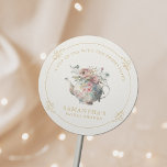 Vintage Elegant Tea Party Bridal Shower Classic Round Sticker<br><div class="desc">Vintage Elegant Tea Party Bridal Shower Classic Round Sticker Transport your guests to an era of timeless elegance with this Vintage Elegant Tea Party Bridal Shower Collection. Adorned with delicate floral motifs and ornate typography, this theme sets the stage for a sophisticated affair. Crafted with attention to detail, its vintage...</div>