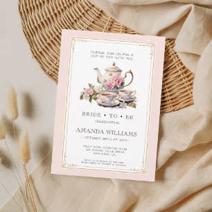 Vintage Elegant Tea Party Bridal Shower Invitation
