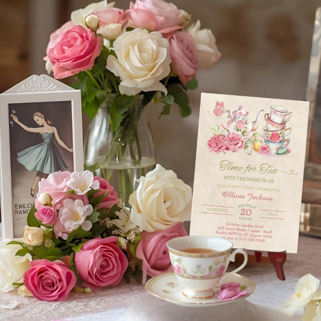 Vintage Elegant Tea Party Bridal Shower Invitation (Creator Uploaded)