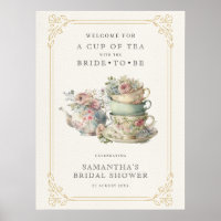 Vintage Elegant Tea Party Bridal Shower Sign