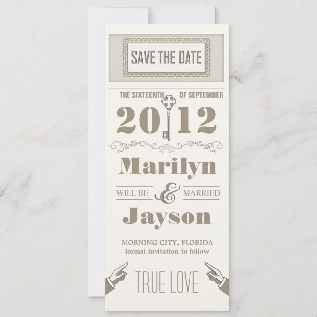 vintage elegant unique save the date invitations (Front)