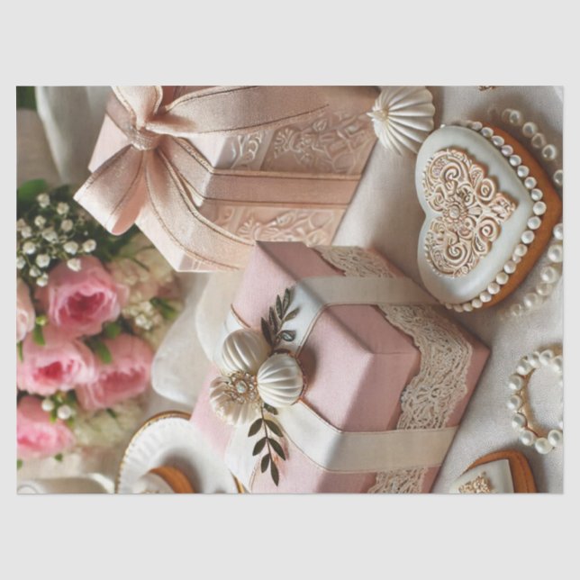 Vintage Elegant Valentine's Day Gift Boxes  Tissue Paper (Front)