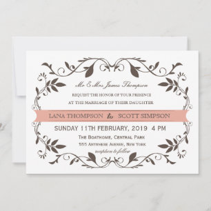 Vintage Elegant Victorian Flourish White Wedding Invitation