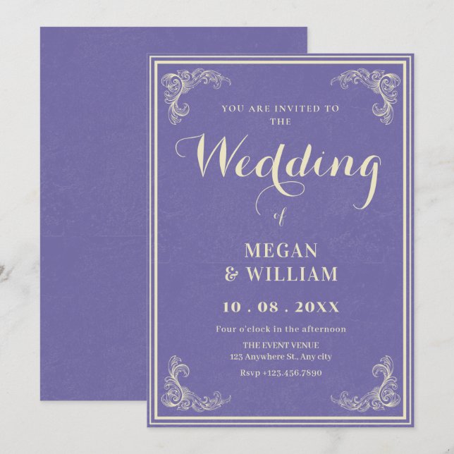 vintage elegant wedding  invitation (Front/Back)
