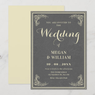vintage elegant wedding  invitation