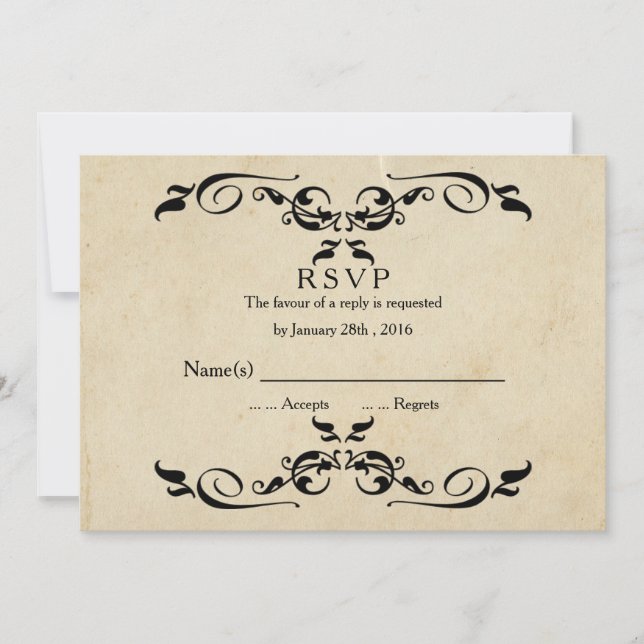 Vintage Elegant Wedding RSVP Invitation (Front)