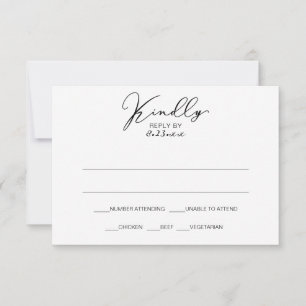 Vintage Elegant Wedding RSVP Response Card   Black