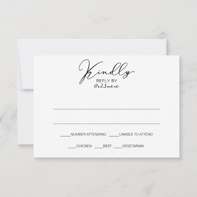 Vintage Elegant Wedding RSVP Response Card | Black (Front)