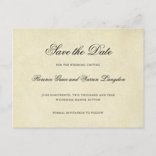 Vintage Elegant Wedding Save the Date Announcement Postcard