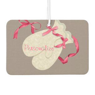 Vintage elegant winter mittens ribbon lace snow air freshener