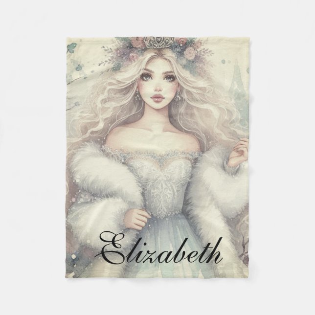 Vintage Elegant Winter Princess Fairytale  Fleece Blanket (Front)