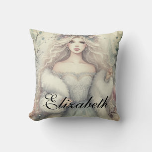 Vintage Elegant Winter Princess Fairytale  Throw Pillow