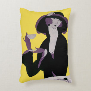Vintage Elegant Woman Drinking Afternoon Tea Party Accent Pillow