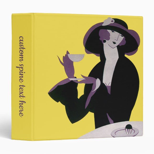 Vintage Elegant Woman Drinking Afternoon Tea Party Binder (Front/Spine)