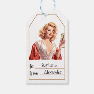 Vintage Elegant Woman Personalized To & From (4) Gift Tags