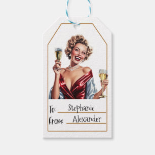 Vintage Elegant Woman  Personalized To & From (5) Gift Tags