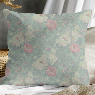 Vintage Elegant Woven Herringbone Floral Pattern Throw Pillow