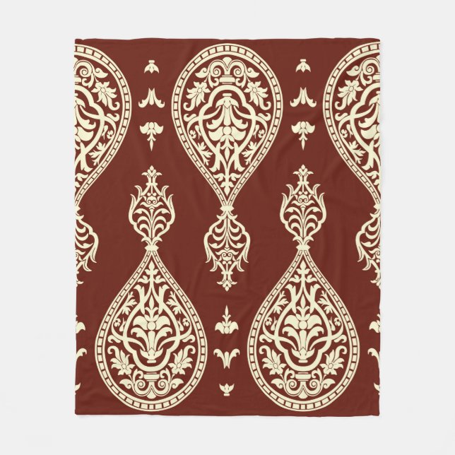 Vintage elements on a dark background fleece blanket (Front)