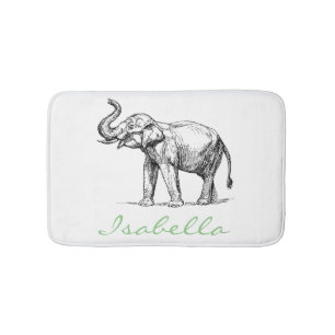 Vintage elephant add your name text elephants bath mat