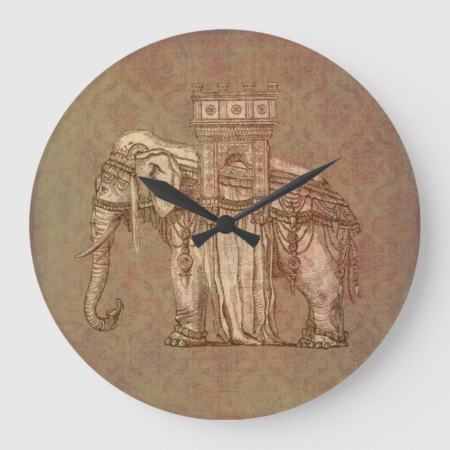 Vintage Elephant Bastille Large Clock (Front)