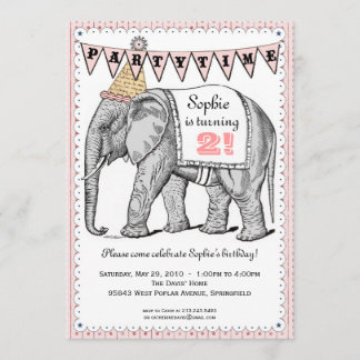 Vintage Elephant Circus Parade Invitation