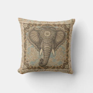 Vintage, Elephant, Classic Ornament Throw Pillow