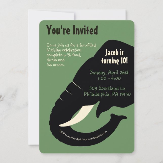 Vintage Elephant Customizable Invitation (Front)