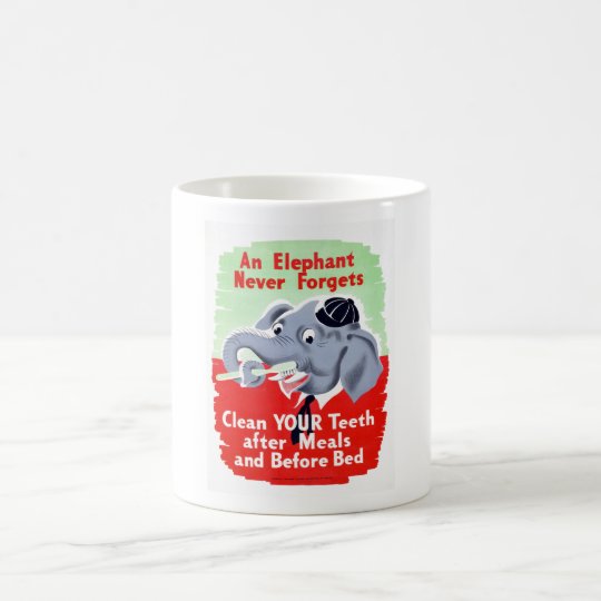Vintage Elephant Dentist Brush your Teeth Coffee Mug