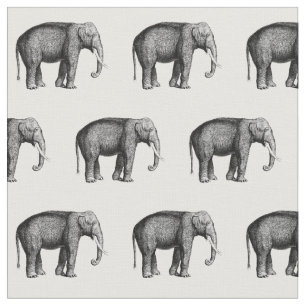 Vintage Elephant Drawing Fabric