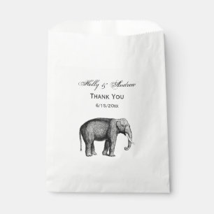 Vintage Elephant Drawing Favour Bag