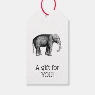 Vintage Elephant Drawing Gift Tags