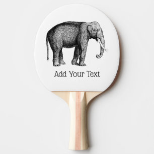 Vintage Elephant Drawing Ping Pong Paddle