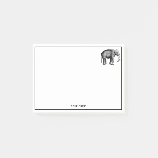 Vintage Elephant Drawing Post-it Notes (Front)