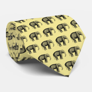 Vintage Elephant Drawing Tie