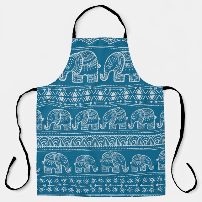 Vintage Elephant Frame Illustration Apron (Front)
