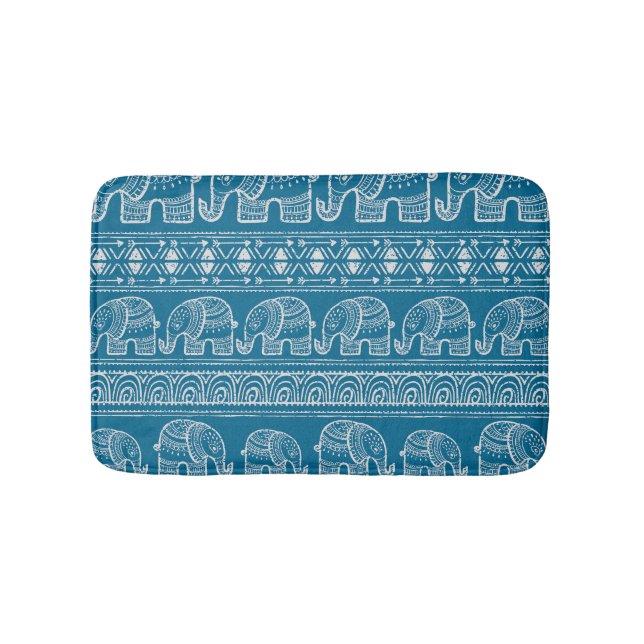 Vintage Elephant Frame Illustration Bath Mat (Front)
