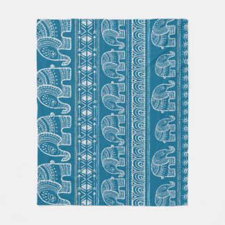 Vintage Elephant Frame Illustration Fleece Blanket