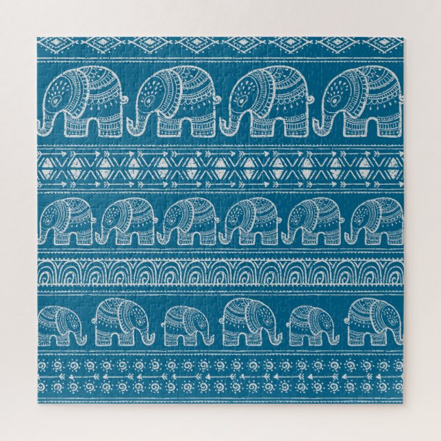 Vintage Elephant Frame Illustration Jigsaw Puzzle (Vertical)