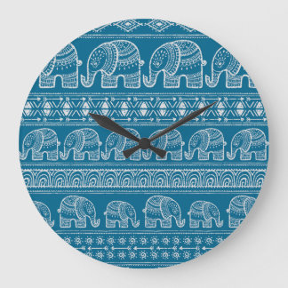 Vintage Elephant Frame Illustration Large Clock