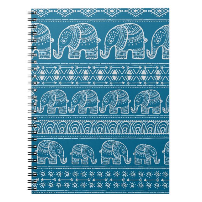 Vintage Elephant Frame Illustration Notebook (Front)