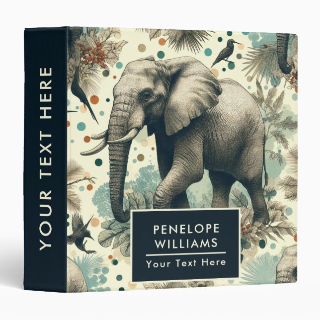 Vintage Elephant Jungle Painting Binder (Front/Spine)