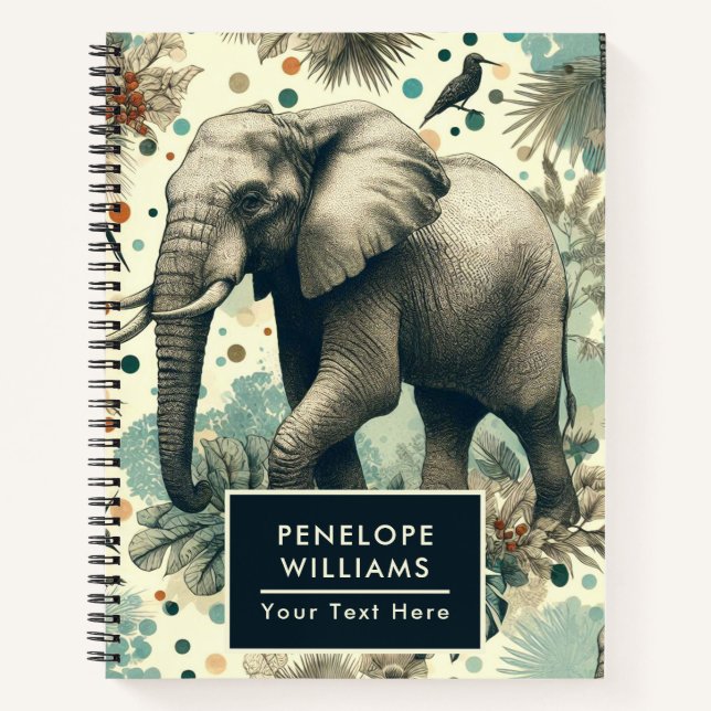 Vintage Elephant Jungle Painting Notebook (Front)
