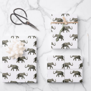 Vintage Elephant Pattern Wrapping Paper Sheet