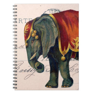 Vintage Elephant Postcard Digital Art Notebook