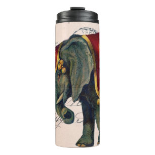 Vintage Elephant Postcard Digital Art Thermal Tumbler